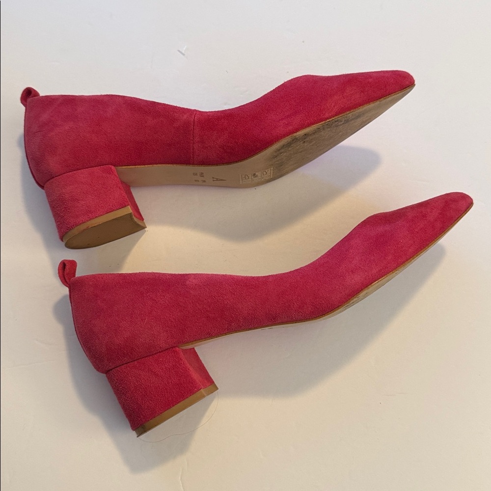 Anthropologie Pink Suede Block Heel Pumps - Picture 2 of 5